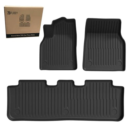 Floor Mats for 2026 Tesla Model Y Standard, 3 PCS Tesla Model Y 5-Seat Accseeories Front & Rear Set, Precision Custom All-Weather TPE Waterproof Floor Liners - style: Model Y Standard 3 PCS