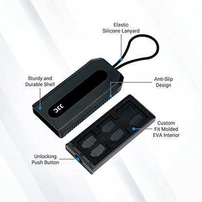 Portable Memory Card Case Holder for 6 SD SDHC SDXC Cards and 12 Micro SD TF Cards, Anti-Shock SD Card Case with Easy Push-Pull Design - size: For SD Card x 6