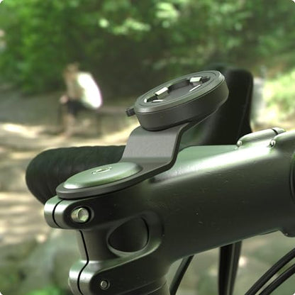 Bike Stem Phone Mount with Shockproof Silicone Grip – Quick-Lock Aluminum Out-Front Holder with Quad Safety Buckles & Elastic Strap, Fits 4.0”–6.7” Phones – Secure Fit for Road & Urban Rides - style: 【4-Buckle Style】Handlebar Mount + Silicone Adapter - Bl