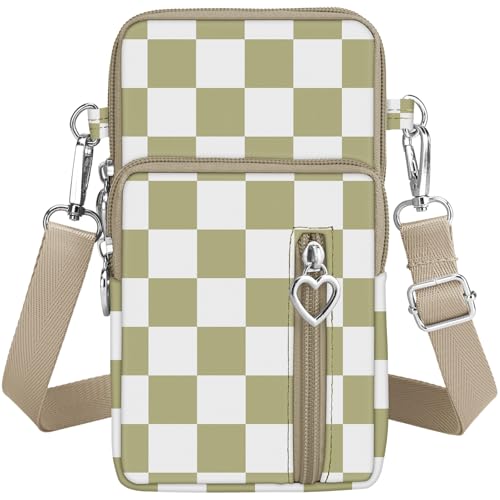 BIAOTIE Lightweight Small Crossbody bags Cell Phone Purses Travel Pouch Shoulder Bag for Women - color: Beige Check