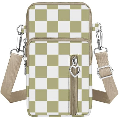 BIAOTIE Lightweight Small Crossbody bags Cell Phone Purses Travel Pouch Shoulder Bag for Women - color: Beige Check