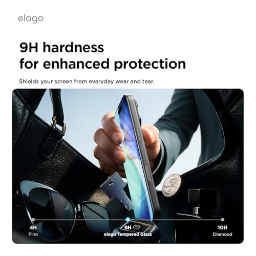elago Tempered Glass Screen Protector for iPhone 17 Clear | Case Friendly, 9H Surface Hardness, Anti-Fingerprint, Shatter-Proof, Scratch Protection, Bubble-Free - size: iPhone 17