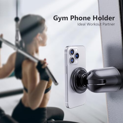 MiiKARE Magnetic Gym Phone Holder for MagSafe, Treadmill and Workout Mount - color: Deep Black
