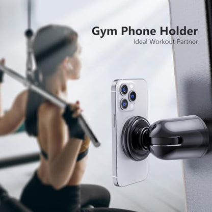 MiiKARE Magnetic Gym Phone Holder for MagSafe, Treadmill and Workout Mount - color: Deep Black