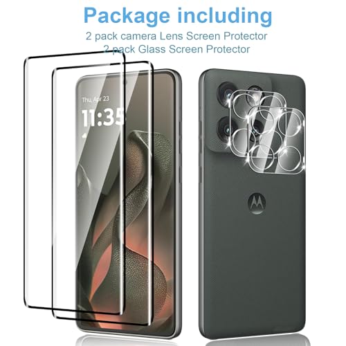 Anoowkoa 2 Pack Designed for Motorola Edge 2025 3D Screen protector + [2 Pack] Moto Edge 2025 Camera Lens Tempered Glass protector.9H Hardness.Anti-Fingerprint.No Air-Bubbles.Easy Installation