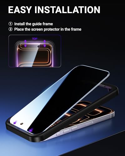 NIMASO for iPhone 17 Pro Max Screen Protector Privacy 2 Pack, Anti-Spy Tempered Glass Film with Easy Installation Tool, 9H Hardness Military Grade Shatterproof, Anti-Scratch, 6.9-Inch - size: iPhone 17 Pro Max 6.9 inch