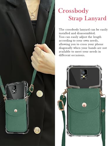 for Hotpepper Tepin Case with Credit Card Holder for Women/Girly, Hot Pepper Wallet Purse Leather PU, Card Slots, Stand, Detachable Lanyard Strap Crossbody Magnetic Buttons Cover (Green) - color: Green