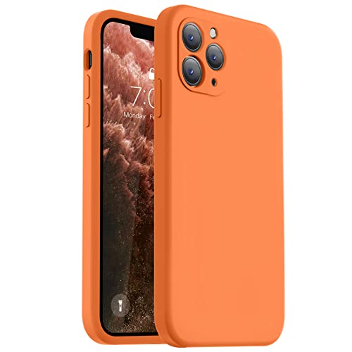 Vooii Compatible with iPhone 11 Pro Case, Upgraded Liquid Silicone with [Flat Edges] [Camera Protection] [Soft Anti-Scratch Microfiber Lining] Phone Case for iPhone 11 Pro 5.8 inch - Bright Orange - color: Bright Orange, size: iPhone 11 Pro
