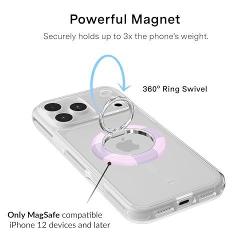 VELVET CAVIAR Compatible with MagSafe Phone Grip 2.0 | Cute Magnetic Ring Holder | Finger Loop Kickstand | Pop On Accessory for iPhone 17, 16, 15, 14, 13, 12 | Lilac Checkered - color: Lilac Checkered