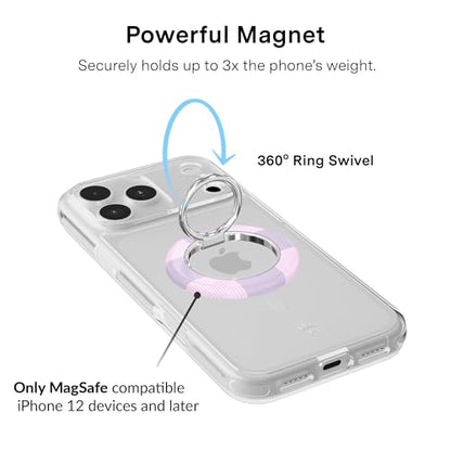 VELVET CAVIAR Compatible with MagSafe Phone Grip 2.0 | Cute Magnetic Ring Holder | Finger Loop Kickstand | Pop On Accessory for iPhone 17, 16, 15, 14, 13, 12 | Lilac Checkered - color: Lilac Checkered