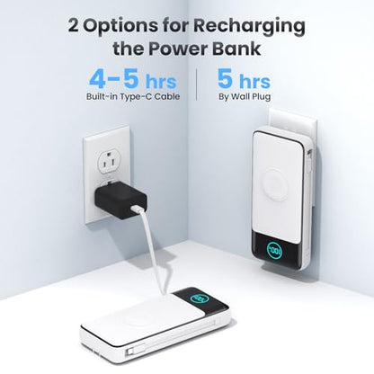 Portable Charger for iPhone with Built-in Cables and AC Wall Plug,26800mah Fast Charging USB C Power Bank,25W PD Travel Essential Battery Pack for iPhone 17/16/15/14/13,Galaxy,Apple Watch (White) - color: White