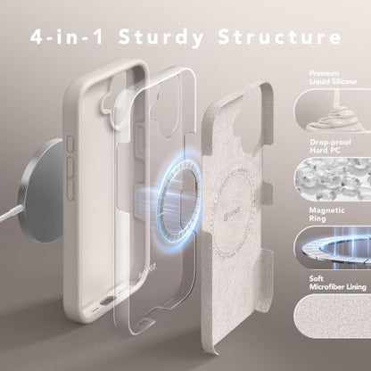 GONEZ Magnetic for iPhone 17 Case, Silicone Cover Stone - color: A-Stone, size: Iphone 17