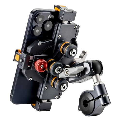Aluminum Motorcycle Cell Phone Mount with Vibration Dampener, M1 Anti-Theft MTB Phone Mount for Motorcycle ATV Bike UTV Scooter, ATV Phone Holder Fit 6.1"-7.2" Phone, High-Speed Secure Lock - style: M1