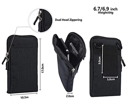 QBYVQQN Cell Phone Waist Belt Holster Mens, Waterproof Zipper Crossbody Smartphone Shoulder Messenger Bag Wallet Sling Bag - color: Black, size: 6.9 INCH
