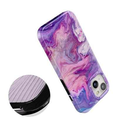 Casely iPhone 15 Plus Case | Tie Dying Over You | Purple Marble | Compatible with MagSafe | Classic Ultra Slim Design - color: Tie Dying Over You | Purple Marble