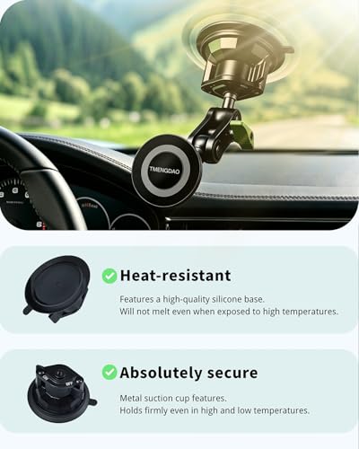 Magnetic Car Phone Holder, Ultra Stable Windshield Phone Mount, Strong Suction Cup & Powerful Magnetic, 360° Rotatable, Durable Premium Aluminum Alloy, for All Vehicles & All Smartphones - style: Standard
