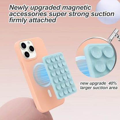 Magnetic Suction Phone Mount for MagSafe Case,Silicone Sticky (Blue) - color: Blue