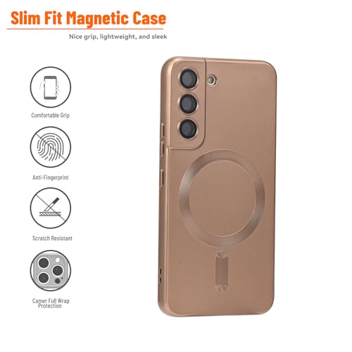 Magnetic for Samsung Galaxy S21 Case,Soft Silicone Slim Fit Anti-Scratch Phone Case Cover with Camera Protection,Compatible with MagSafe,Brown - color: Brown, size: S21