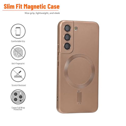 Magnetic for Samsung Galaxy S21 Case,Soft Silicone Slim Fit Anti-Scratch Phone Case Cover with Camera Protection,Compatible with MagSafe,Brown - color: Brown, size: S21