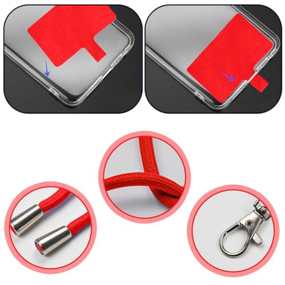 8 Packs Cell Phone Lanyards for Around The Neck,Adjustable Crossbody Phone Strap,Lanyard Phone Holder - color: Red