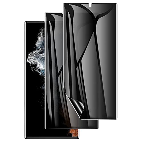 LYWHL 2 Pack for Samsung Galaxy S22 Ultra Privacy Screen Protector, Anti-Spy Full Adhesive Flexible Film for Galaxy S22 Ultra 5G 6.8”, [Support Fingerprint Reader] Easy Installation Frame - Black - size: Samsung Galaxy S22 Ultra