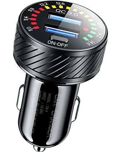 KEWIG Car Charger, QC3.0 + PD Type C Dual Port Mini Flush Metal USB Car Charger Adapter, 60W/5A Quick Charge Car Phone Charger Fit for iPhone 12/11 Pro/Max/8, Galaxy S21/20/10/9