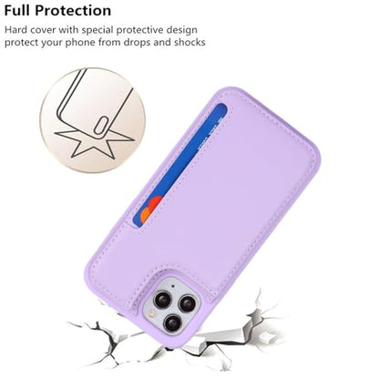 iCoverCase Compatible with iPhone 11 Pro Phone Case with Card Holder, Wallet Case for Women Men RFID Blocking PU Leather Protective Case 5.8 Inch (Light Purple) - color: Light Purple