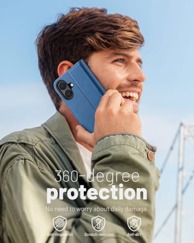 OCASE for iPhone 17 Wallet Case, Card Holder, Light Blue | RFID Blocking, Kickstand, Magnetic Closure, PU Leather Flip Folio, Shockproof TPU Shell, Protective Phone Cover (6.3") 2025 - color: Light Blue