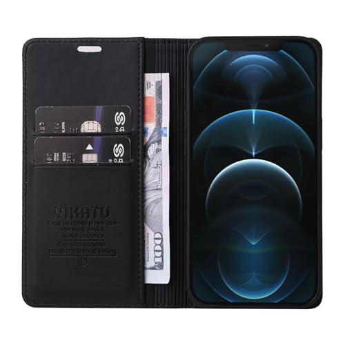 Caseurban Compatible with iPhone 13 Pro Wallet Case PU Leather Flip Folio Case with Card Holder Magnetic Closure Shockproof Protective Phone Cover Black - color: Black, size: iPhone 13 Pro