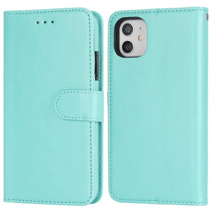 Bocasal Detachable Wallet Case Card Holder for iPhone 11, Light Blue | Kickstand Card Slots Holder PU Leather Magnetic Shockproof Wrist Strap Removable Flip Protective Cover 6.1 inch - color: Light Blue