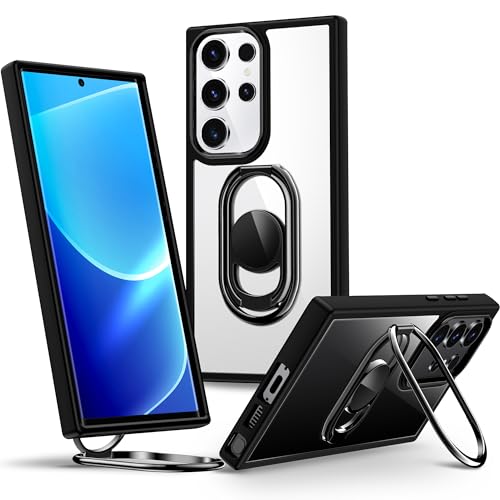 Shields Up for Samsung Galaxy S22 Ultra Case with Stand, Galaxy S22 Ultra Case Clear with Double Ring Holder [Adjustable & Foldable] Shockproof Protective Cover for Samsung S22 Ultra - Clear Black - color: Black, size: Galaxy S22 Ultra