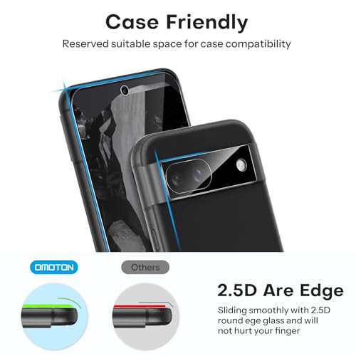 OMOTON 3+2 Pack for Google Pixel 8a Screen Protector 6.1 inch - size: Pixel 8a-6.1 inch