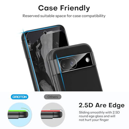 OMOTON 3+2 Pack for Google Pixel 8a Screen Protector 6.1 inch - size: Pixel 8a-6.1 inch