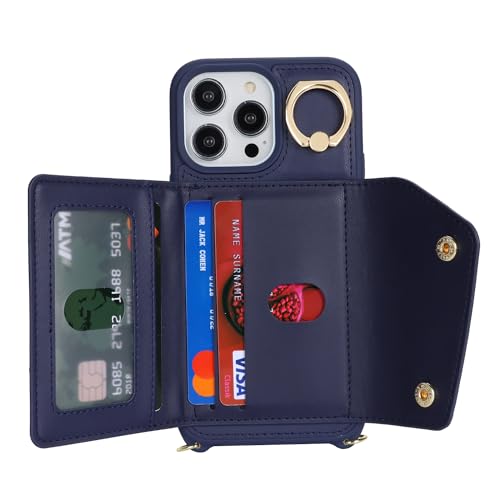Lipvina Crossbody Wallet Case for iPhone 13 Pro,Dark Blue - color: 09-Dark Blue, size: iPhone 13 Pro 6.1"