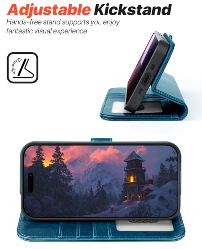 OCASE for iPhone Air Detachable Wallet Case with Card Holder, 2 in 1 PU Leather Flip Folio with RFID Blocking Stand Wrist Strap Shockproof Phone Cover 6.5 Inch 2025, Peacock Blue - color: Peacock Blue, size: iPhone Air