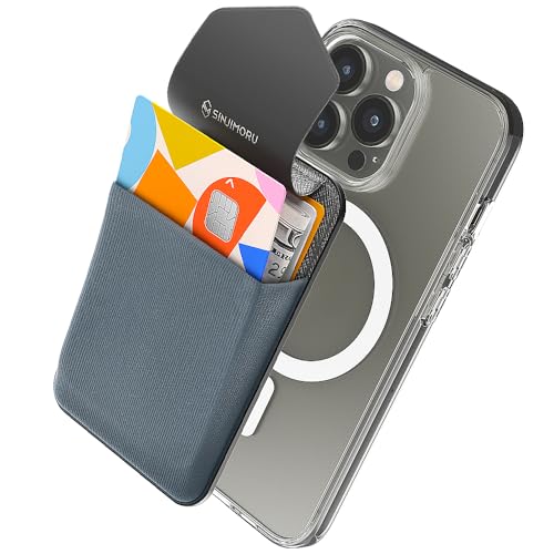 Sinjimoru Privacy Cover Magnetic Card Holder, Magnetic Phone Wallet Stick on as Credit Card Holder for MagSafe Compatible with iPhone 16 15 14 13 12 Series. M-Flap - color: Grey