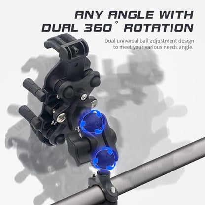 Motorcycle Phone Mount Holder with Vibration Dampener Motorcycle Cell Phone Holder 360 Degree Adjustable Rotation Motorbike Rearview Mirror Mount (Handlebar Mount) - size: Handlebar Mount