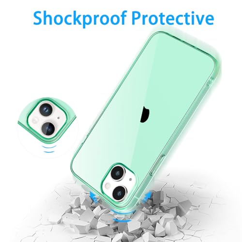 JJGoo Compatible with iPhone 15 Plus Case Clear, Soft Clear TPU Phone Cases, Shockproof Transparent Bumper Cover Slim Thin Phone Case, Translucent Green - color: Green