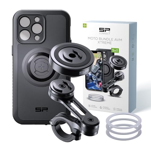 SP CONNECT Moto Bundle II AVM Xtreme | SPC+ |Compatible with iPhone 14 Pro Max | Phone Mount for Motorcycle | Motorcycle Phone Holder | Handlebars - style: for iPhone 14 Pro Max