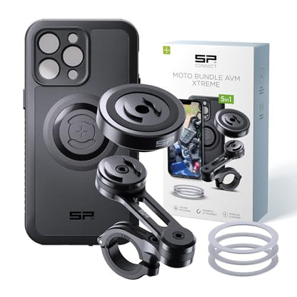 SP CONNECT Moto Bundle II AVM Xtreme | SPC+ |Compatible with iPhone 14 Pro Max | Phone Mount for Motorcycle | Motorcycle Phone Holder | Handlebars - style: for iPhone 14 Pro Max