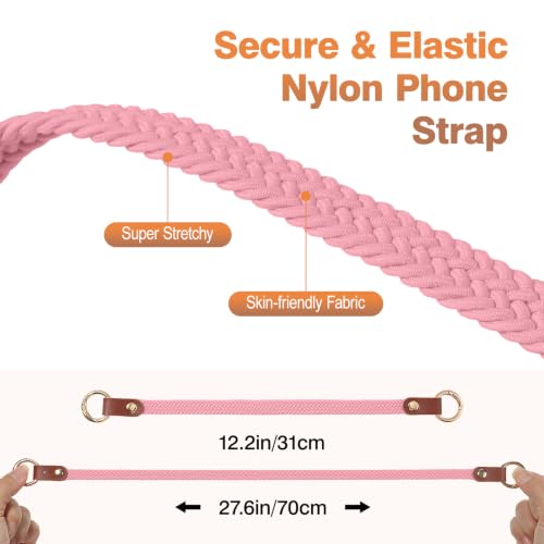 MoKo 2 Pack Stretchy Phone Lanyard Tether Retractable Phone Strap - color: Old Rose