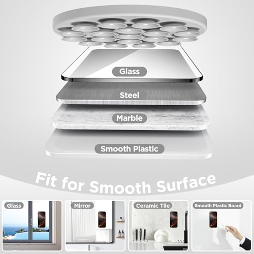 Magnetic Suction Cup Phone Mount with MagSafe, Silicone Hands-Free Grip Holder for iPhone Case and Android, Mirror Shower Phone Stand for Makeup FaceTime Gym Kitchen Bathroom, Light Gray - color: Light Gray