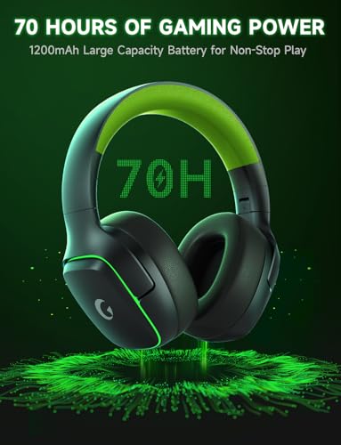 Gvyugke 2.4GHz Wireless Gaming Headsets for PS5, PS4, PC, Black Green - color: Black Green