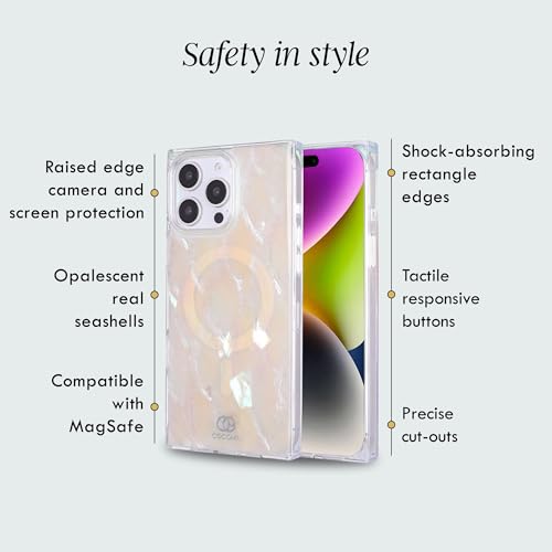 COCOMII Rectangle for iPhone 14 Pro Case, Natural Real Mother of Pearl | Compatible with MagSafe Wireless Charging, Shockproof 10ft Drop Protection, Camera & Screen Protection, Premium Glossy Finish - color: Natural Real Mother of Pearl, size: iPhone 14 P