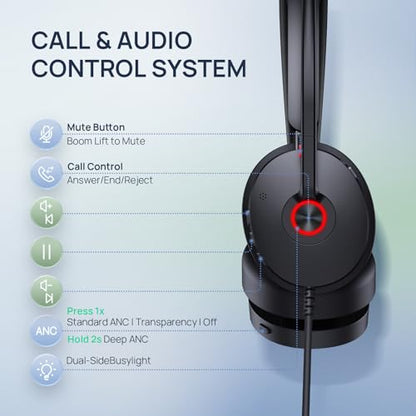 Yealink UH48 ANC Wired USB-C/A Headset, 6 AI Noise-Canceling Microphones - color: USB-C/A (UC)