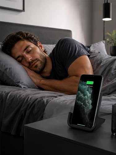 Wireless Charger YUWISS Wireless Charging Stand Cordless Charger 10/7.5/5W Compatible with iPhone 14 13 12/12 /11Pro Max/XR/XS Max/XS/X/8/8Plus Galaxy S22/S21/S9/S9+/S8/S8+ Note - color: Black