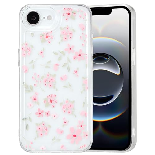QLTYPRI for iPhone 17e/iPhone 16e Case Cute Pink Floral Flower, Clear | Cute Flower Pattern Aesthetic Phone Case,Raised Camera Protection,Slim Soft TPU Shockproof Protective Cover for Girls Women - color: Clear, size: iPhone 16e