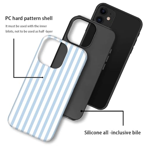Compatible with iPhone 11 Case,Glossy 2-in-1 Sleek All-Inclusive Dual-Layer Material Soft TPU + PC Back for Blue Stripes Geometric Pastel Summer Beach - color: Blue Stripes Geometric Pastel Summer Beach-Glossy, size: iPhone 11