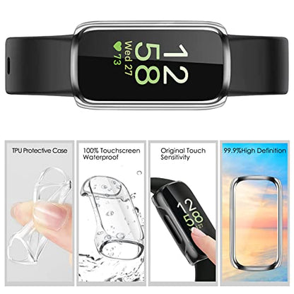 FINTIE 3 Pack Case Compatible with Fitbit Inspire 3 2 HR, Flexible Soft Full-Around watch Screen Protector TPU Case Cover Bumper Shell, Black/Clear/Silver - color: Black+Clear+Silver