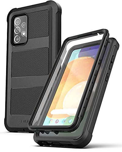 ENCASED Rugged Belt Case for Samsung Galaxy A52 with Built-in Screen Protector and Holster Clip (Black)
